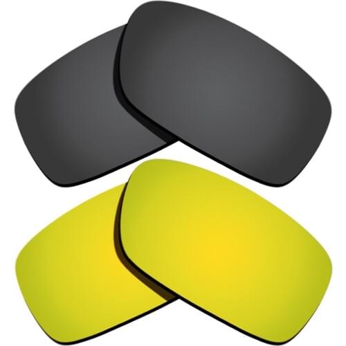 Black & 24K Gold Mirrored Polarized Replacement Lenses for Crankcase Frame 100% UVA & UVB
