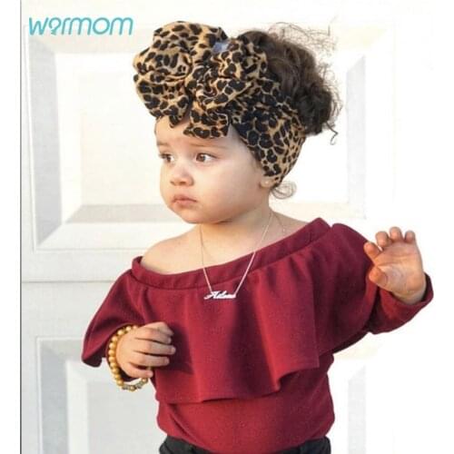 Warmom Baby Girls New Leopard Stretch Headband Child Kids Headwrap Headdress Newborn Big Bow Wide Headwear Hair Accessories Gift