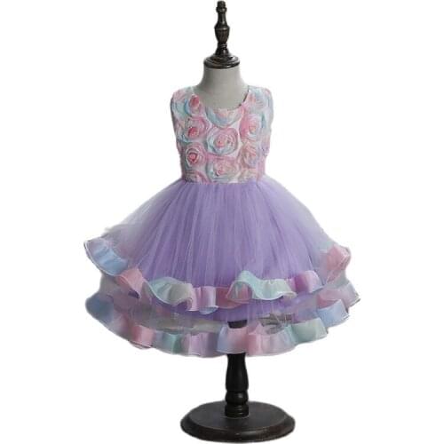 Childrens Dresses 2021 Kids Three-dimensional Flower Dresses For Girls Princess Dresses Flower Girl Wedding Dresses 3-10 Years