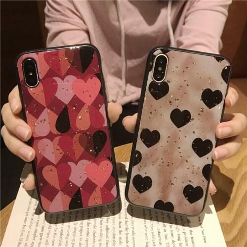 Dropshipping for iPhone 12 Case Cover For iPhone 12 Pro Max Case XS Max XR X 7 8 Plus Case 11 Pro Max Love Heart Glitter