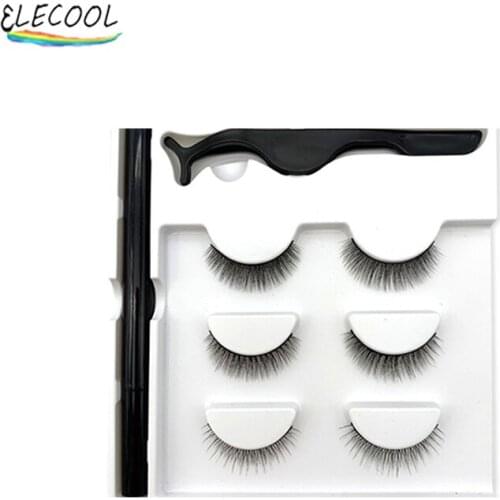 ELECOOL Magnetic Eyelashes Mink Eyelashes Magnetic Eyeliner Magnetic Short Lasting Handmade Eyelash Makeup False Lashes Tool Set