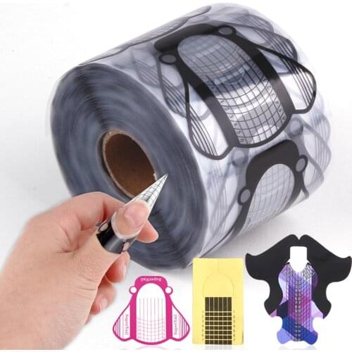 500Pcs French Nail Form Tips Acrylic Nail Art Extension Stencil Mold Tools UV Gel Builder Paper Molds DIY Guide Manicure Tools
