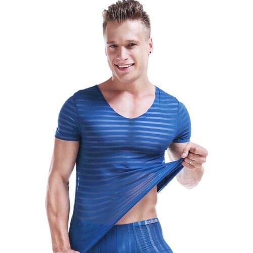 Summer Mens Seamless Ice Silk T-shirt Mens Short Sleeve Slim Elastic Youth Quick Drying Thin Sports Bottoming Shirt Fitness