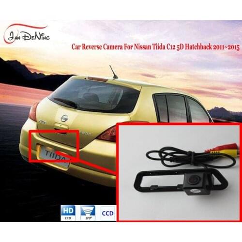 JanDeNing Reverse Hole OEM HD CCD Car Rear View Parking/ Backup Reverse Camera For Nissan Tiida C12 5D Hatchback 2011-2015