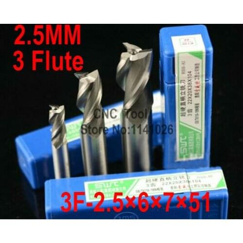10 pcs/set 2.5MM 3 Flute HSS & Aluminium End Mill Cutter CNC Bit Milling Machinery tools Cutting tools.Lathe Tool