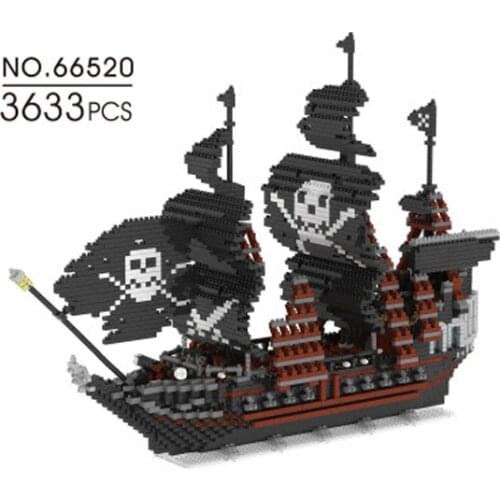 Disney movie micro diamond block Black Pearl ship building brick assemble toy Pirates of the Caribbean model nanobrick for gifts