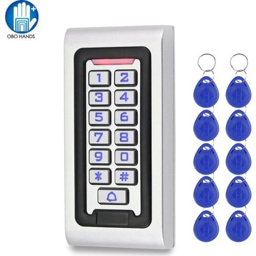 Outdoor Use Metal RFID Access Controller Keypad IP68 Waterproof Rainproof Wiegand 26bit Card Reader with 125khz Keychain Keyfobs