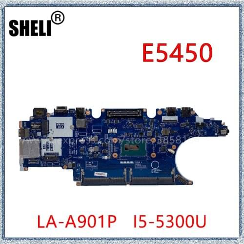 SHELI For Dell Latitude E5450 Laptop Motherboard With I5-5300U CPU CN-0C7K68 C7K68 ZAM70 LA-A901P DDR3L Main board
