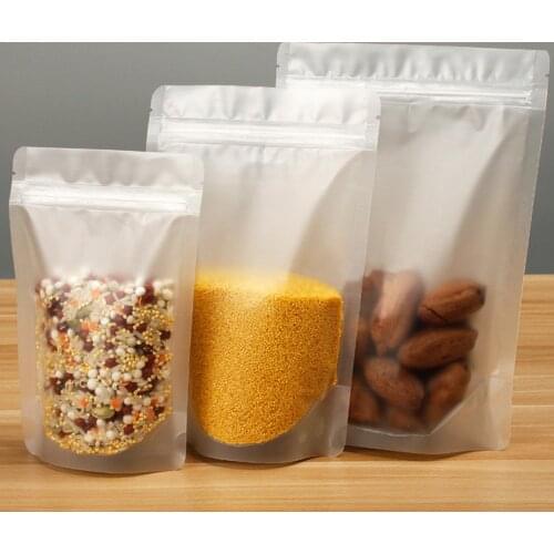 100 Pcs Matte Full Transparent Stand Up Zip lock Pouches,Matte Clear Stand Up Zip lock Bags,Food Storage Bags,Width 9cm to 15 cm