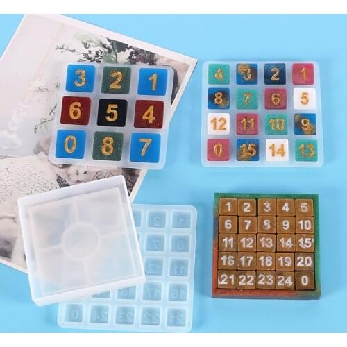 DIY Digital Puzzle Silicone Mould Number Puzzles Games Crystal Epoxy Resin Mold Crafts Casting Tools