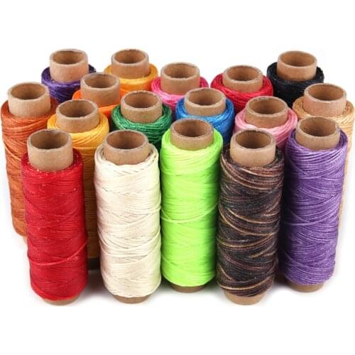 Nonvor 1Pcs 50M 150D 1mm Hand Stitching Thread Flat Waxed Sewing Line Leather Waxed Thread Cord for DIY Handicraft Tool