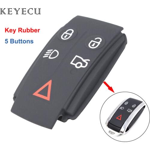 Keyecu 10 Pieces New Replacement Key Rubber for Jaguar X Type S XJ XKR XF XK 5 Buttons Remote Smart Key Fob Case Rubber Pad