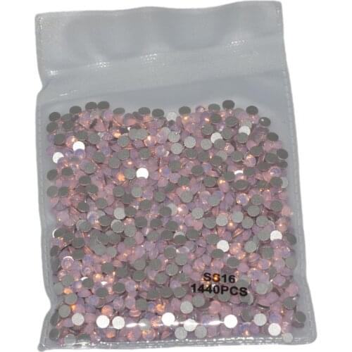 Pink Opal Crystals Glass Opal Rhinestone For Nails Flat Back Nail Art Decorations Glue On Stones 3D DIY Nail Accessories
