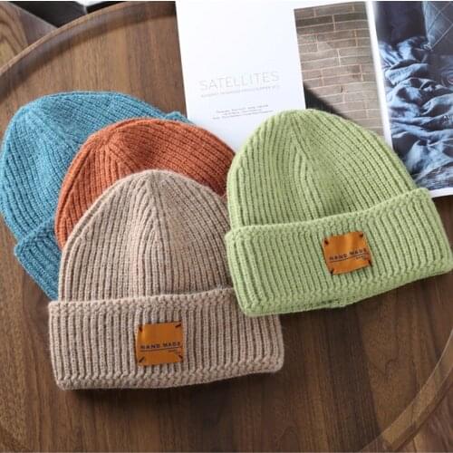 Beanie Hat for Women Men Patch suture roll Winter Hat Knitted Autumn Skullies Hat Unisex Ladies Warm Bonnet Cap