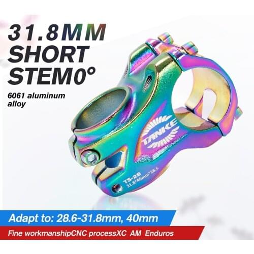 Mountain Bike 31.8mm Handlebar Stem CNC Colorful Bicycle Short Stem 0 Degree 40mm MTB DH AM XC Enduro 28.6mm Steerer Bike Parts