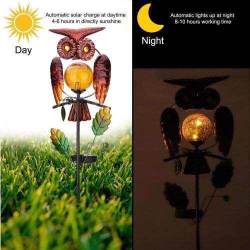 Solar Spotlight Lawn Waterproof Patio Yard Owl Metal Lamp Party Decor Garden Light