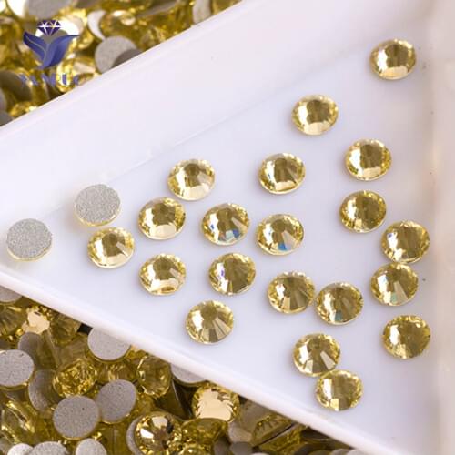 YANRUO 2028NoHF All Sizes Jonquil Glass Stones Crystal Non Hotfix Strass Rhinestones Flatback For Nail Art