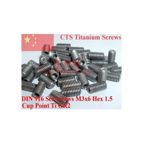 Titanium Set Screws M3x6 DIN 916 Cup Point 25 pcs Ti GR2