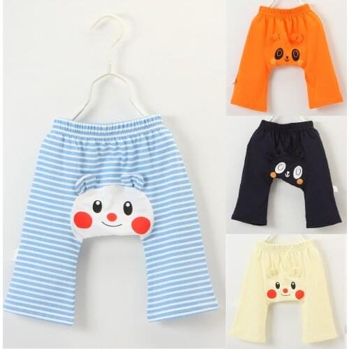 Cartoon Stripe Baby Boy Panties Solid Newborn PP Pants Baby Clothes Girls Leggings Children Trouser 100% Cotton Britches 0-3Year