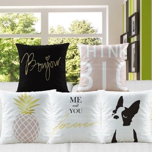 Nordic Style Decoration Dog Cushion Cover Puppy Pineapple Geometric Marble English Feather Pink Flamingo Pillow Case For Sofa