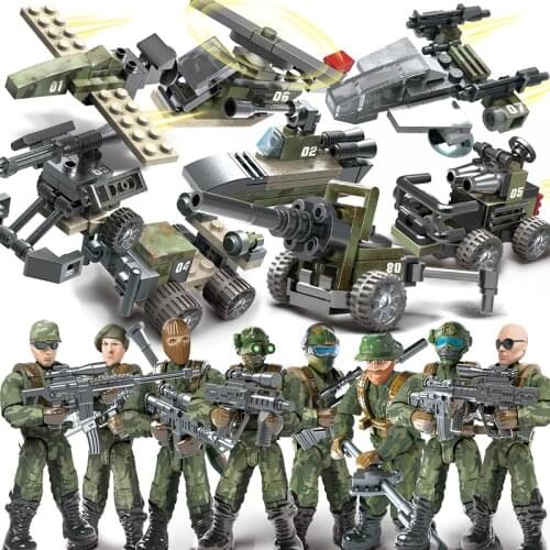 Military Series Jungle Special Forces SWAT Soldier Weapon Mini plane armored vehicle DIY model Building blocks Toys Gifts