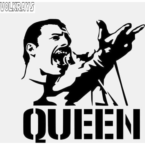Volkrays Creative Car Sticker Queen American Singer Freddie Mercury Accessories Reflective Vinyl Decal Black/Silver,14cm*14cm