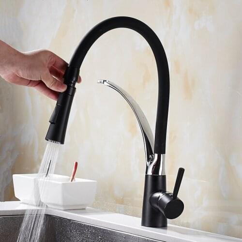 New Arrival Pull Out Kitchen Faucet Black Swivel Kitchen Sink Mixer Tap 360 degree rotation kitchen mixer taps Kitchen Tap