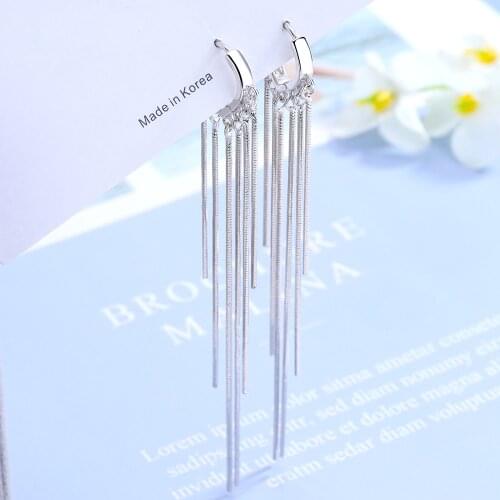 Trendy Female Pendientes 925 Sterling Silver Eternal endless love Earrings for Women Long Tassel Earline Jewelry Girlfriend Gift