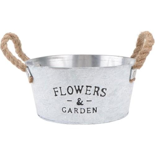 1Pc Iron Art Flower Bucket Garden Iron Bucket Decor Bucket Adornment Garden Flower Pot (Silver)