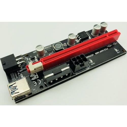 10pcs Newest PCI-Express 1x to 16X PCI Express PCIE PCI-E 009S Molex 6pin Power Supply Adapter SATA to USB 3.0 Cable Riser Card