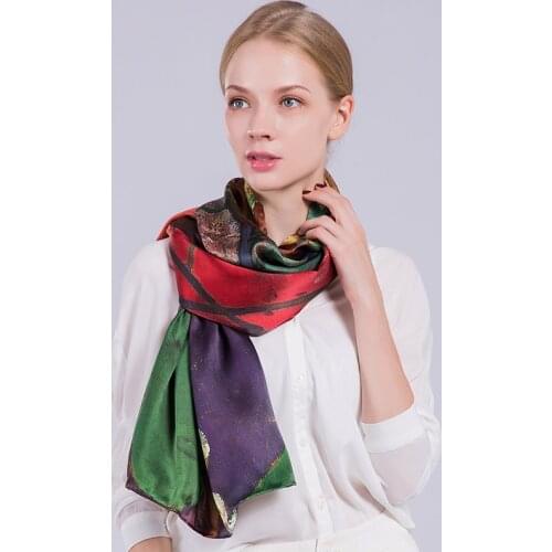 100% Pure Silk Scarf for Ladies 2020 Natural Silk Shawls Wraps for Women Flower Real Silk Scarves Long Bandana Print Kerchief