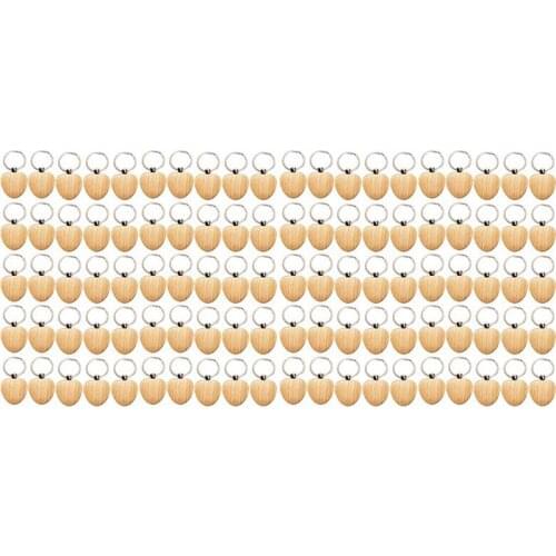 100Pcs Blank Heart Wooden Key Chain DIY Promotion Keychain Keyring Pendant Tags Promotional Gifts