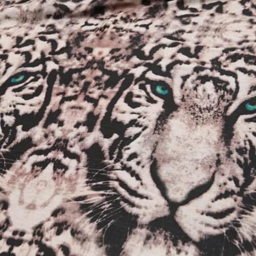 140cm Width Fashion Tiger Head Printed Silk Hemp Fabric For Woman Dress Blouse Pants DIY Cloth Sewing Material
