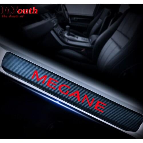 Door Threshold Plate For RENAULT MEGANE Car Door Sill Protectors Scuff Plate Carbon Fiber Vinyl Sticker Car Styling 4Pcs