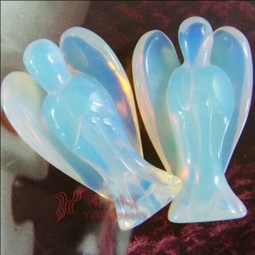 5pcs/lot New Arrival !!! Fashion Beautiful Man made Opal Angel Charms Statue Carved Angel Figurine With Wing Pendant Pendants