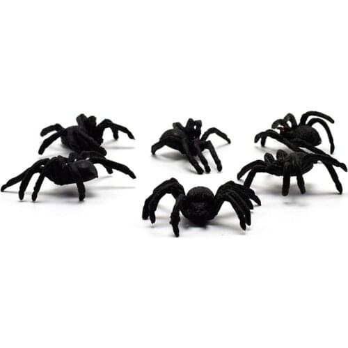 5pcs Horror 4.5cm Black Spider Haunted House Spider Web Bar Party Decoration Supplies Simulation Tricky Toy Halloween Decoration