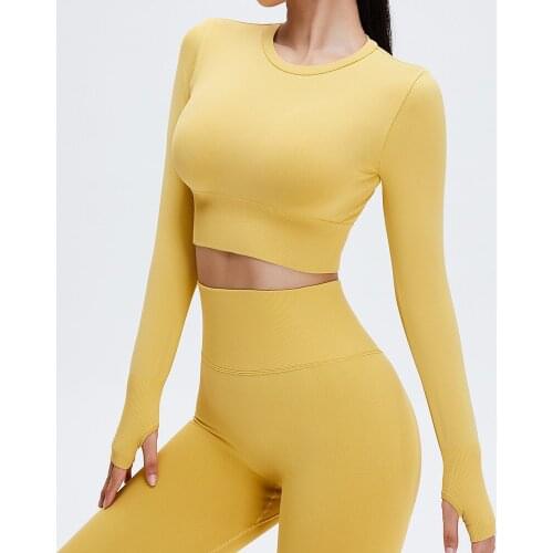 Seamless Yoga Training Top Women Sportswear Long Sleeve Crop Top for Fitness Sport Shirt Outfit Women Gym Clothing Workout Wear