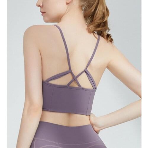 Big V Beautiful Back Sling Yoga Bras Women Gym Clothing Elastic Shockproof Fitness Push Up Bra Running Workout Sport Crop Top