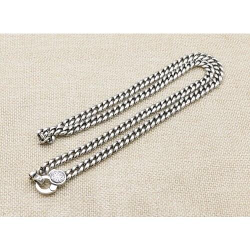 7mm Solid 925 Sterling Silver classic link Necklace Chain Men punk Jewelry gift A5197