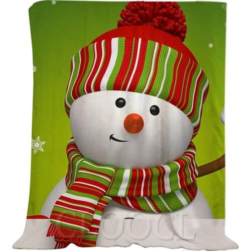 CLOOCL Christmas Flannel Blankets Snowman Striped Hat Scarf Snowflake Blanket Keep Warm Plush Quilts Gifts For Boys Girls