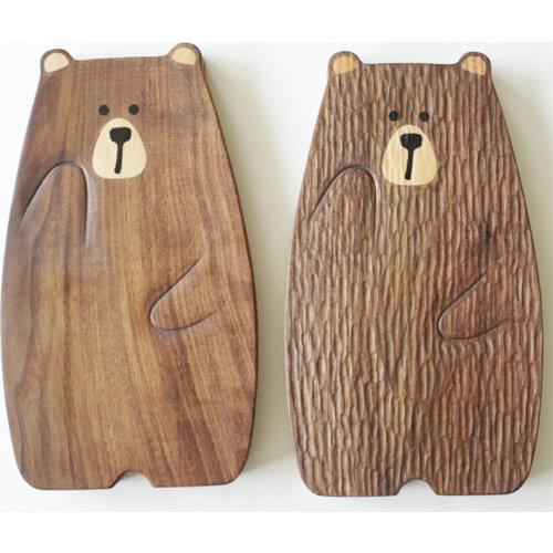 Cute Bear Wood Board Bread Plate Chopping Block Bear/Pig/Rabbit Shape Tray Black Walnut Cutting Board Table Decor Kitchen Tool
