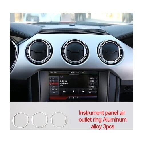 For Ford Mustang 2015-2020 red Aluminum alloy Instrument panel air outlet ring 3pcs