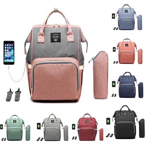 Lequeen Travel bag Backpack Diaper bag with USB charge Thermos bag Portable Mummy bag Baby nursing bag Bebe accessories