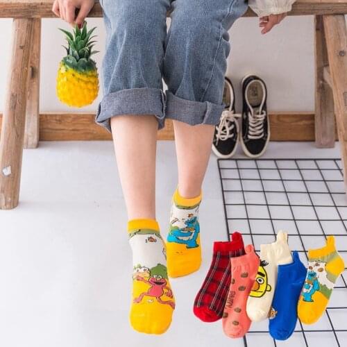 Harakuju Women Cute Cartoon Individuality Short Socks Men Unisex Funny Hipster Socks For Girls Kawaii Cotton Sock Dropship