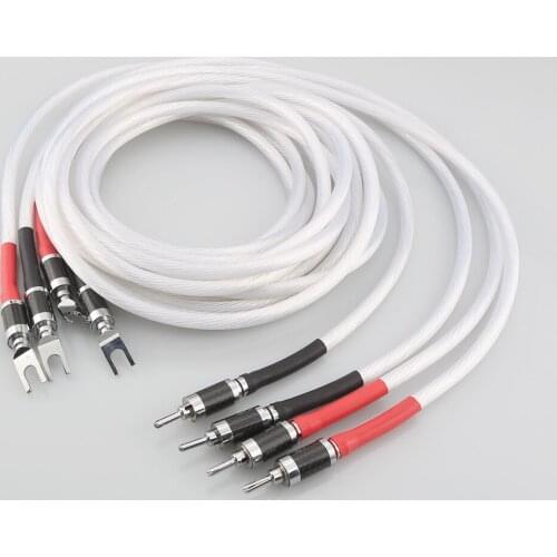 Hi-End Audiocrast A27 7N OCC Silver Plated HIFI SPeaker cable banana to spade plug Speaker Wire for Audiophiles and HiFi Systems