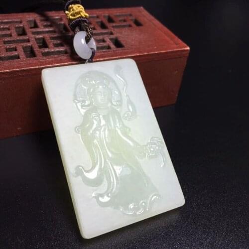 Exquisite natural Hetian jade Guanyin brand pendant Pendant