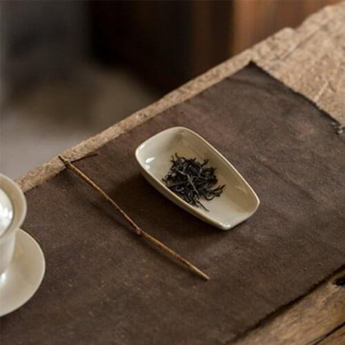 Leaf Shape Ceramic Teaspoon China-style Retro Tea Holder Kung Fu Tea Set Kung Fu Tea Spoon Tea Spoon Tea Ceremony Accessories