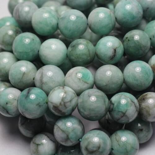 Meihan Free shipping A+ natural 11mm+-0.3 African Emerald gem stone smooth round beads for jewelry DIY making
