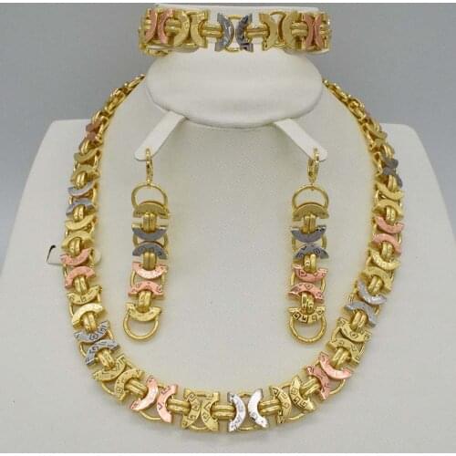 Fashion jewelry set for women Nigeria Dubai gold-color African bead jewelry wedding jewelry set earrings neklace set