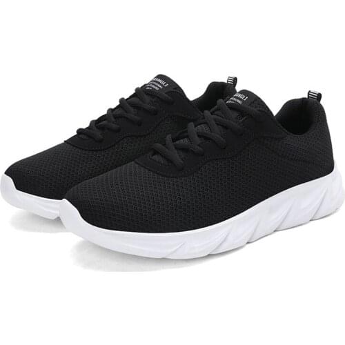 A47 New Type Mens Shoes Breathable Large Size Mens Sports Shoes Mesh Breathable Massage Casual Shoes Adult Lace-up